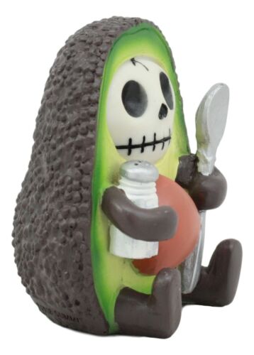 Ebros Gift Gourmet Furrybones Hass Avocado Figurine Small Furry Bones Skeleton Decor Statue
