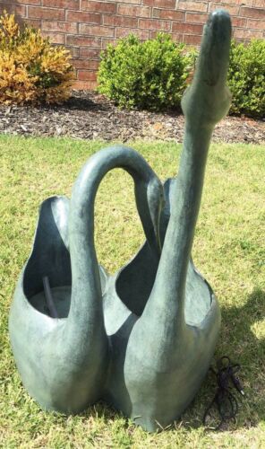 Ebros Gift Graceful Mute Swan Lovers Bird Couple Water Fountain And Planter Garden Statue