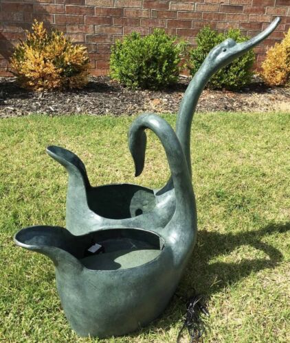 Ebros Gift Graceful Mute Swan Lovers Bird Couple Water Fountain And Planter Garden Statue