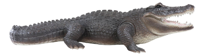 Ebros Gift Grand Scale Realistic Nile Crocodile Baring Razor Sharp Teeth Garden Statue 30"L