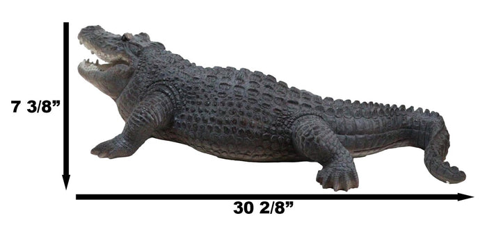 Ebros Gift Grand Scale Realistic Nile Crocodile Baring Razor Sharp Teeth Garden Statue 30"L