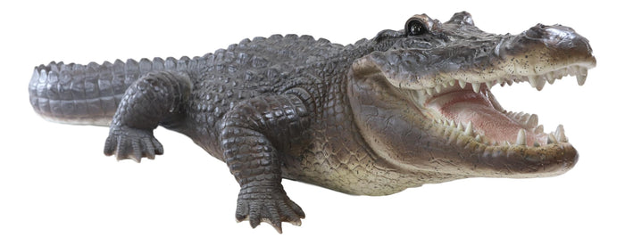Ebros Gift Grand Scale Realistic Nile Crocodile Baring Razor Sharp Teeth Garden Statue 30"L