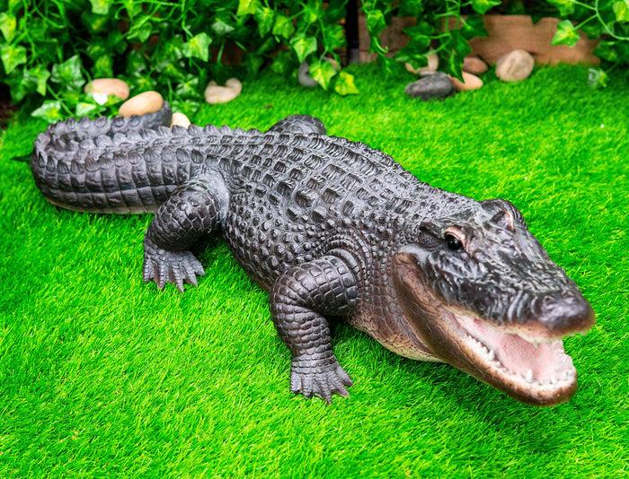 ebros gift Grand Scale Realistic Nile Crocodile Baring Razor Sharp Teeth Garden Statue 30"L