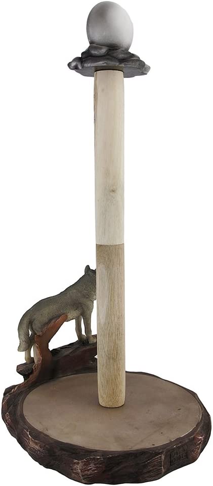 Ebros Gift Gray Wolf And Full Moon Paper Towel Holder Kitchen Decor