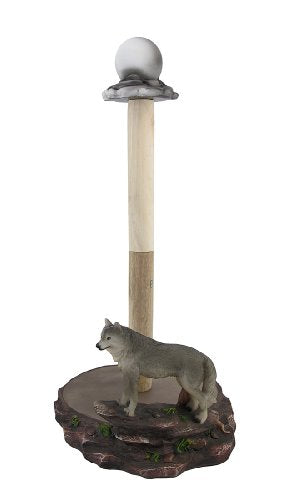 Ebros Gift Gray Wolf And Full Moon Paper Towel Holder Kitchen Decor