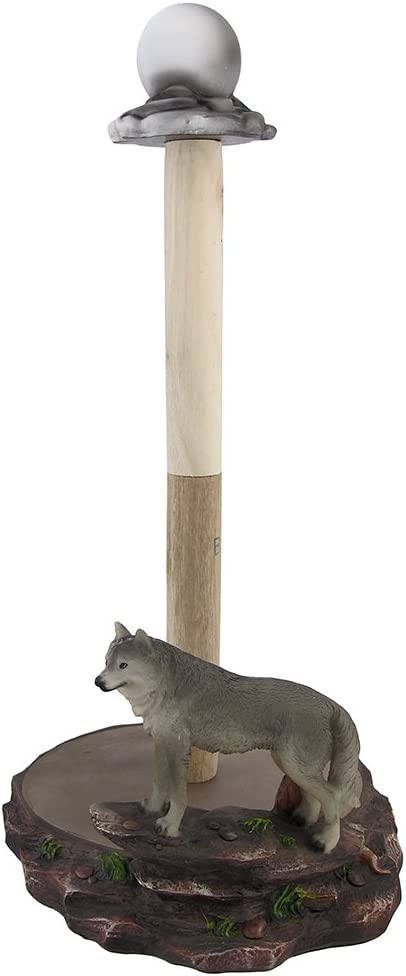 Ebros Gift Gray Wolf And Full Moon Paper Towel Holder Kitchen Decor