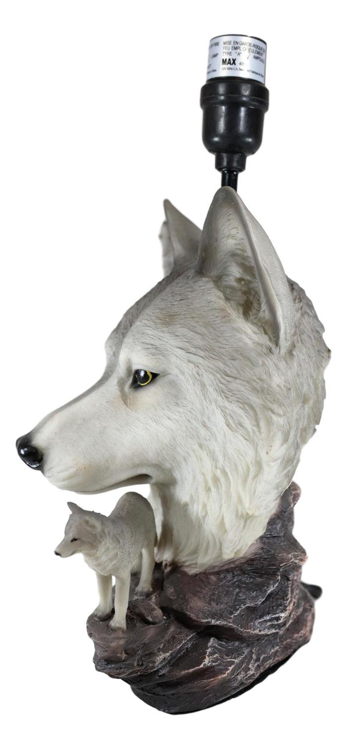 Ebros Gift Gray Wolf Table Lamp Decor Wildlife Full Moon Howling Timber Wolf Pack
