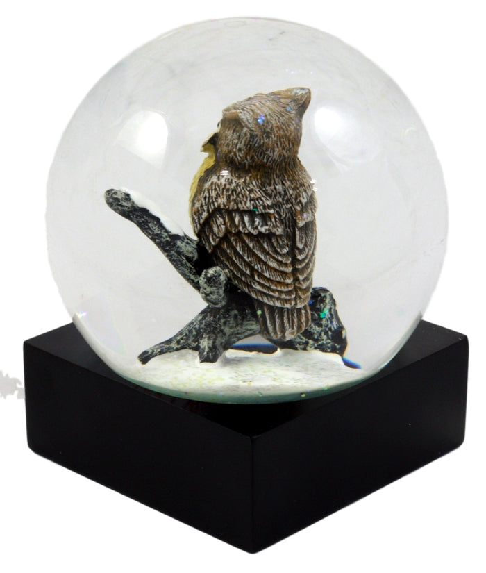 Ebros Gift Great Horned Owl Perching On Tree Branch Glitter Water Globe 4.5" Tall