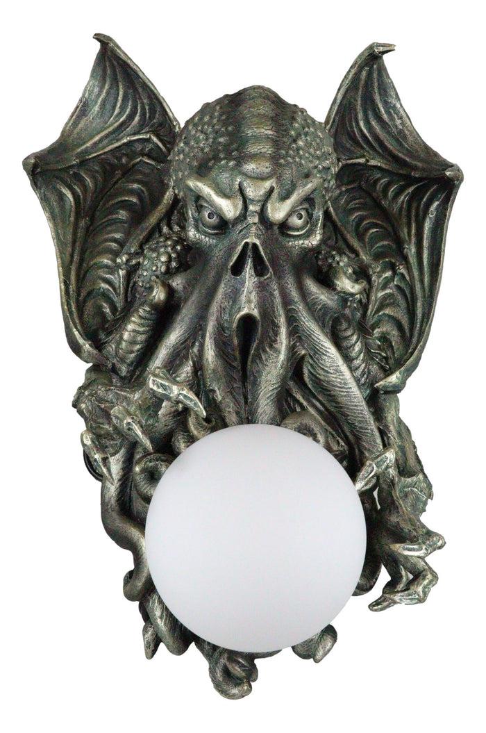 Ebros Gift Great Old Ones Cthulhu Kraken Octopus Holding Spherical Ball Lamp Wall Sconce