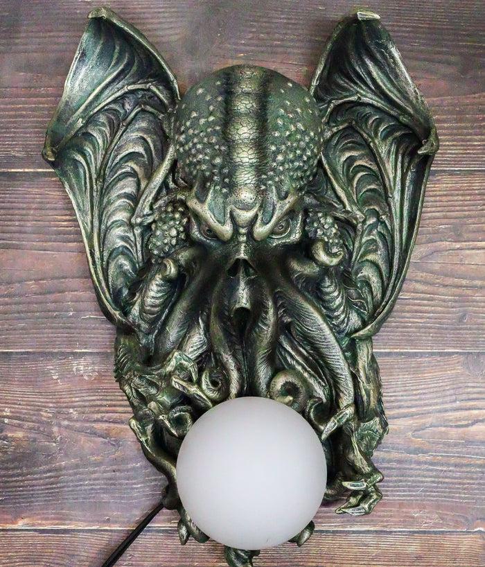 ebros gift Great Old Ones Cthulhu Kraken Octopus Holding Spherical Ball Lamp Wall Sconce
