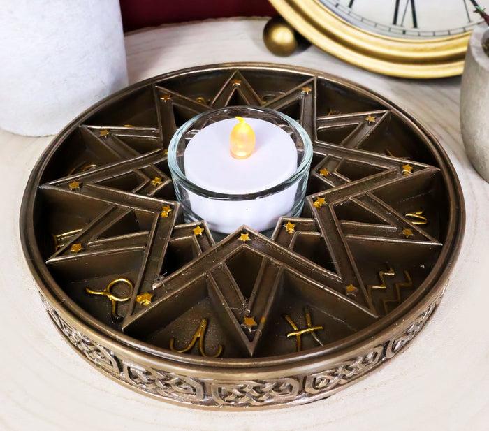 Ebros Gift Greek Astrological Horoscopes Zodiac Pentagram Alchemy Votive Candle Holder