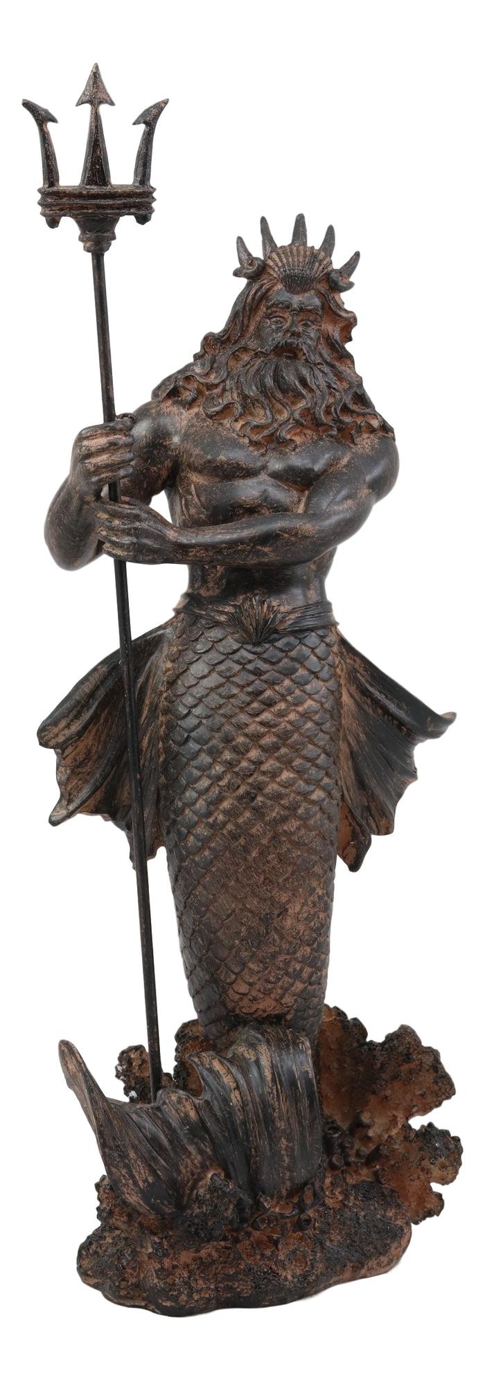 Ebros Gift Greek God Of The Seas Tremors Merman Poseidon With Trident Statue Neptune Decor