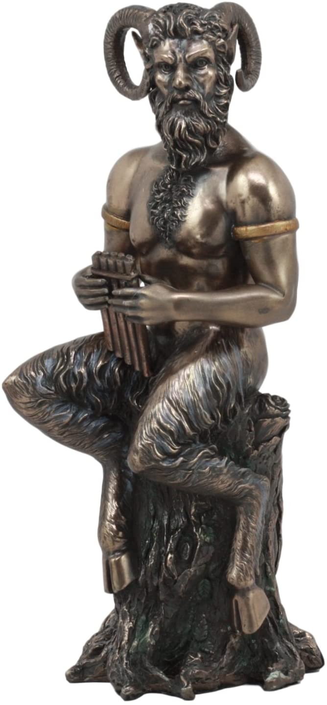 Ebros Gift Greek God Pan Statue 9.75"Tall Deity Of The Wild Pan Playing The Flute Figurine