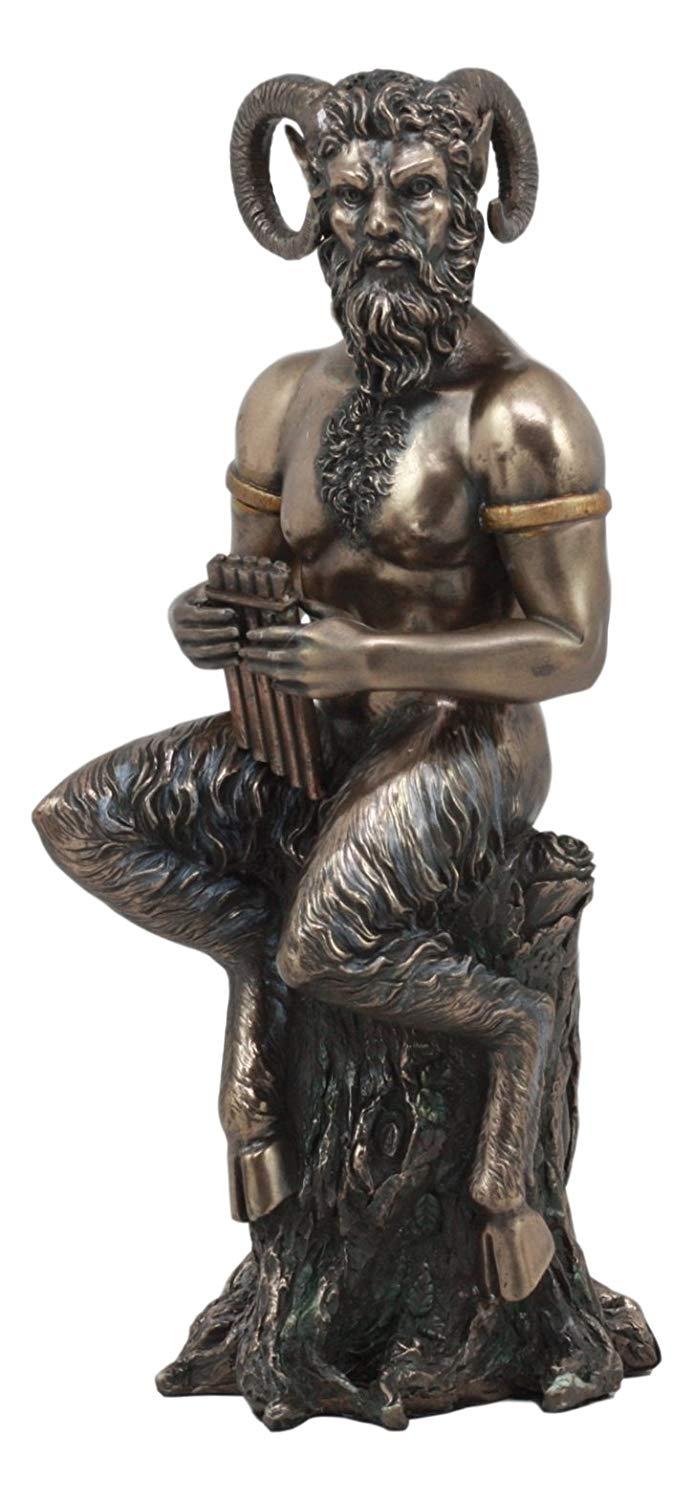 Ebros Gift Greek God Pan Statue 9.75"Tall Deity Of The Wild Pan Playing The Flute Figurine