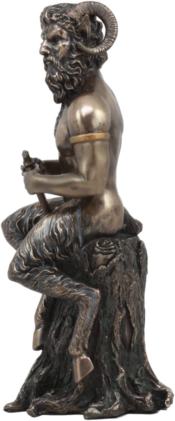 Ebros Gift Greek God Pan Statue 9.75"Tall Deity Of The Wild Pan Playing The Flute Figurine