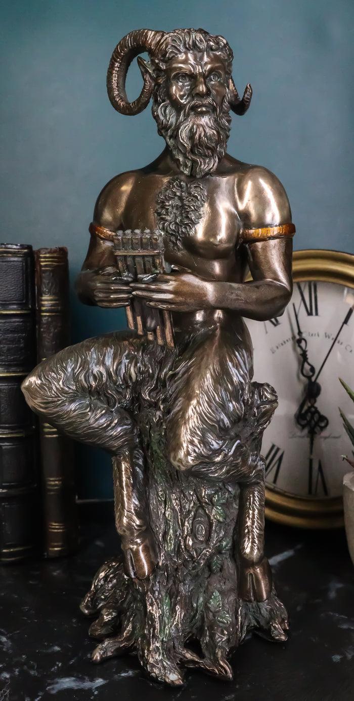 ebros gift Greek God Pan Statue 9.75"Tall Deity Of The Wild Pan Playing The Flute Figurine