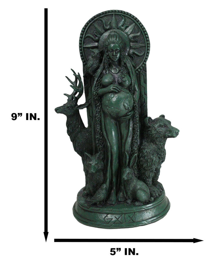 Ebros Gift Greek Goddess Gaia Pregnant With Earth Accompanied By Animals Figurine