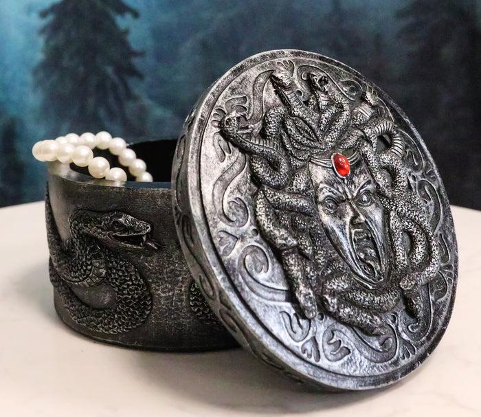ebros gift Greek Goddess Medusa Head With Snake Hairs And Red Gem Decorative Jewelry Box