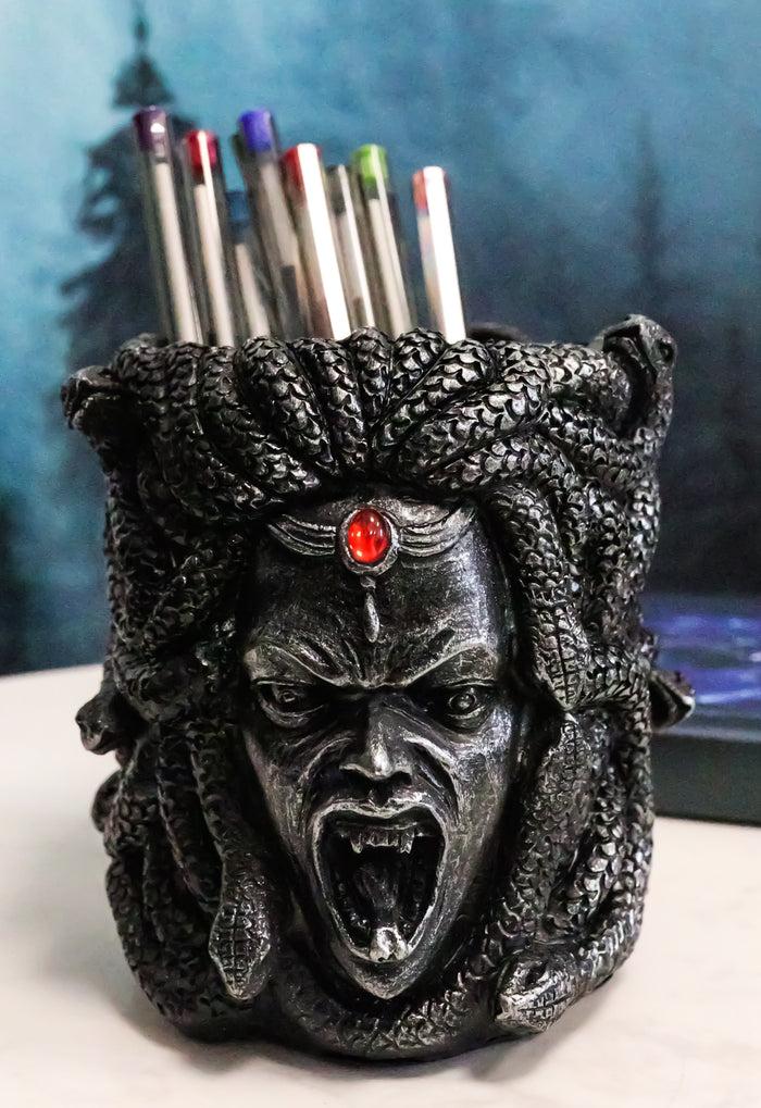 ebros gift Greek Goddess Severed Medusa Head With Snake Hairs Stationery Brush Pen Holder