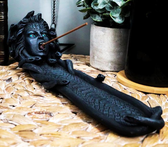 ebros gift Greek Goddess Stone Gaze Medusa With Snake Tail Basin Catcher Incense Holder