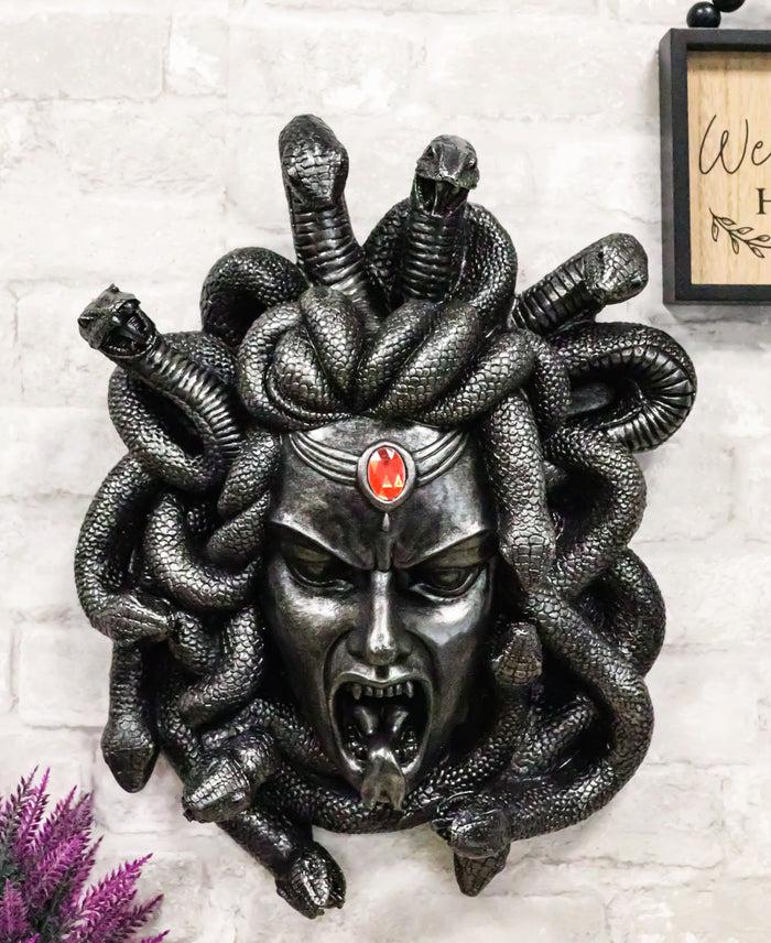 ebros gift Greek Gorgon Goddess Medusa Head With Hair of Snakes And Red Gem Wall Decor
