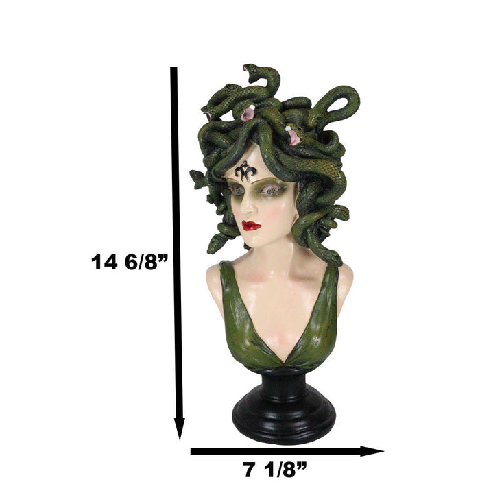 Ebros Gift Greek Gorgon Sisters Goddess Medusa With Wild Snake Hair And LED Red Eyes Statue