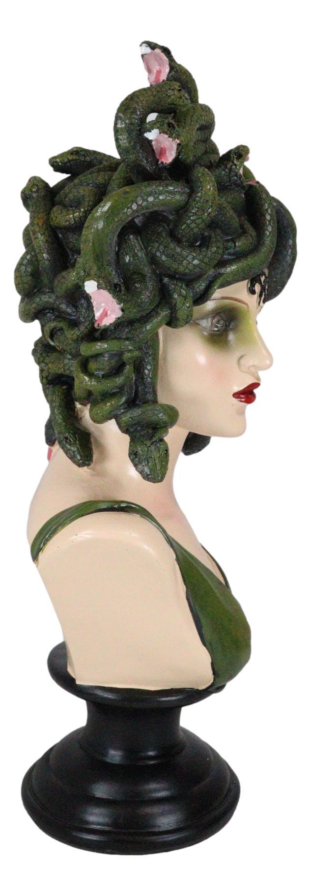 Ebros Gift Greek Gorgon Sisters Goddess Medusa With Wild Snake Hair And LED Red Eyes Statue