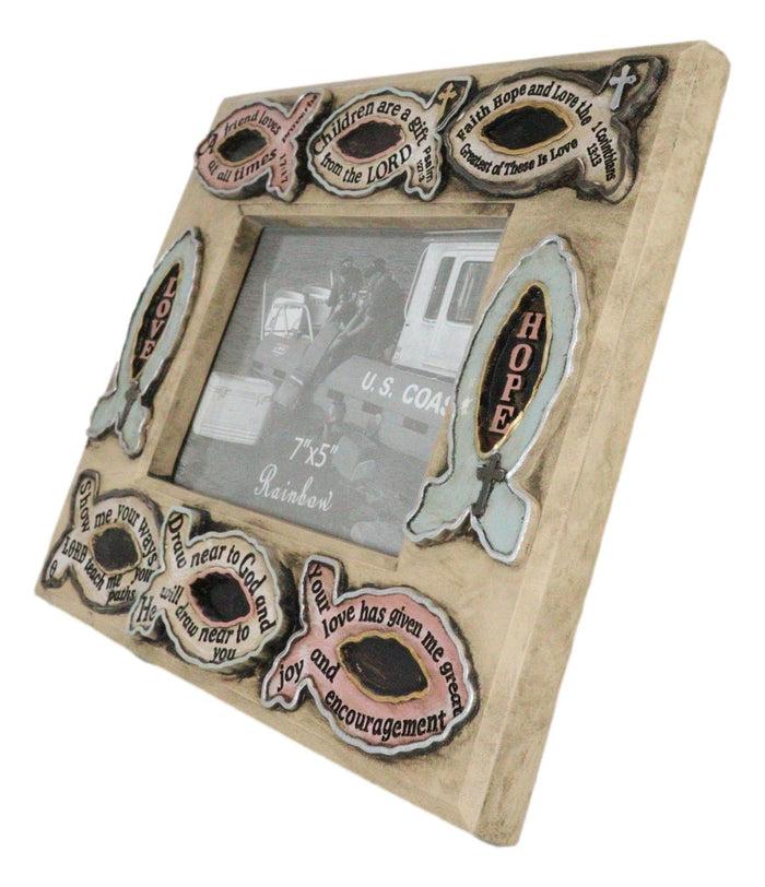 Ebros Gift Greek Ichthys Fish Christ Hope Love Faith Bible Verses 7"X5" Picture Photo Frame