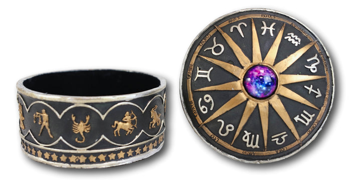 Ebros Gift Greek Zodiac Constellations With Sun And Space Gem Lid Decorative Trinket Box