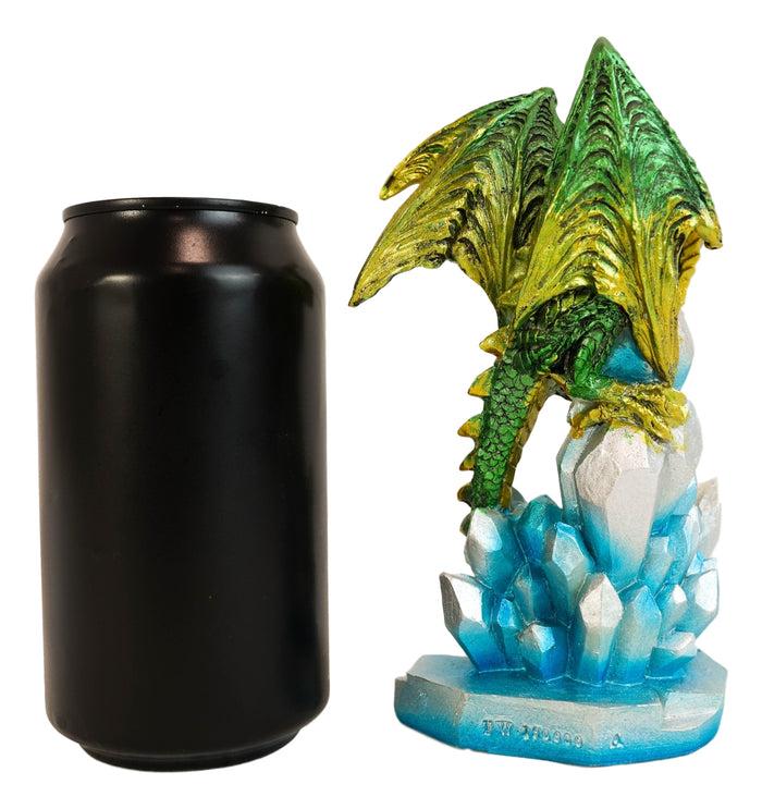 Ebros Gift Green And Gold Cosmic Dragon On Blue Crystal Stalactite Rock LED Light Statue