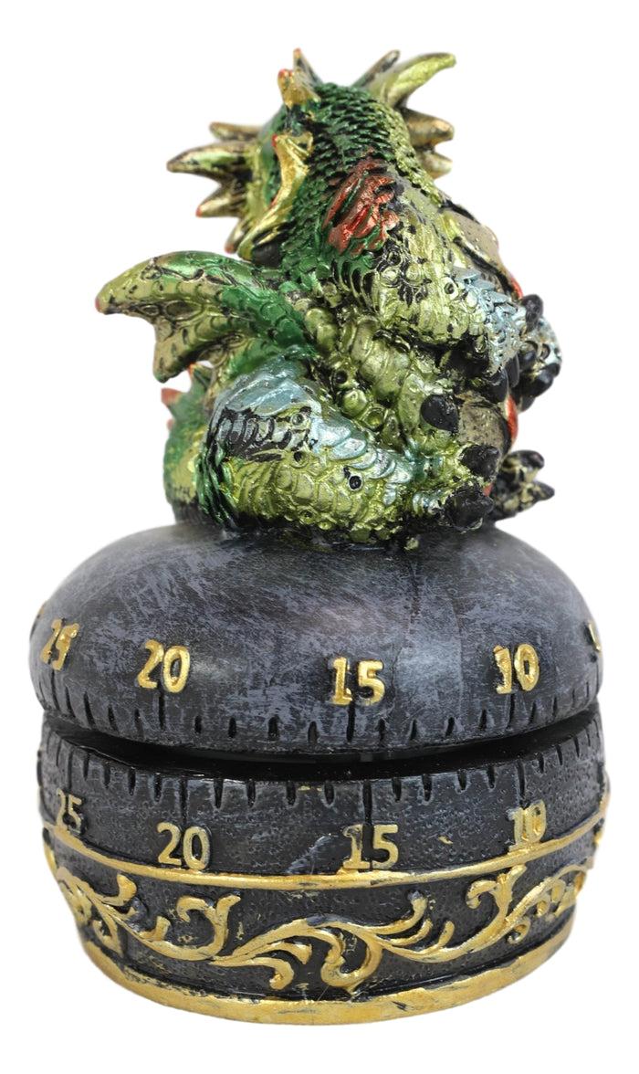 Ebros Gift Green Baby Wyrmling Dragon Holding Egg Decorative Kitchen Timer Figurine 60 Min