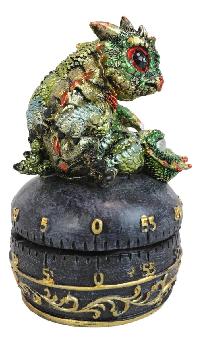 Ebros Gift Green Baby Wyrmling Dragon Holding Egg Decorative Kitchen Timer Figurine 60 Min