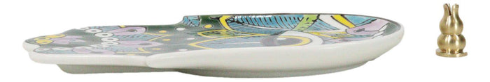 Ebros Gift Green Chakra Hamsa Palm Mandala And Evil Eye Ceramic Dish Brass Incense Holder