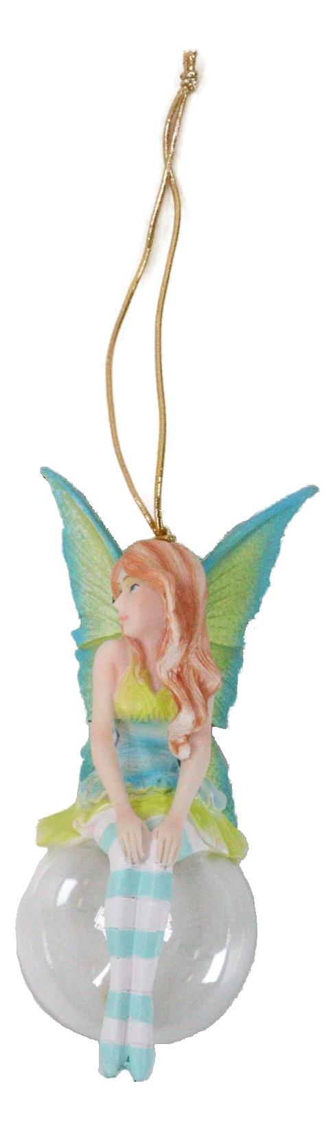 Ebros Gift Green Clover Bubble Rider Fairy Hanging Ornament Amy Brown Holiday Collection