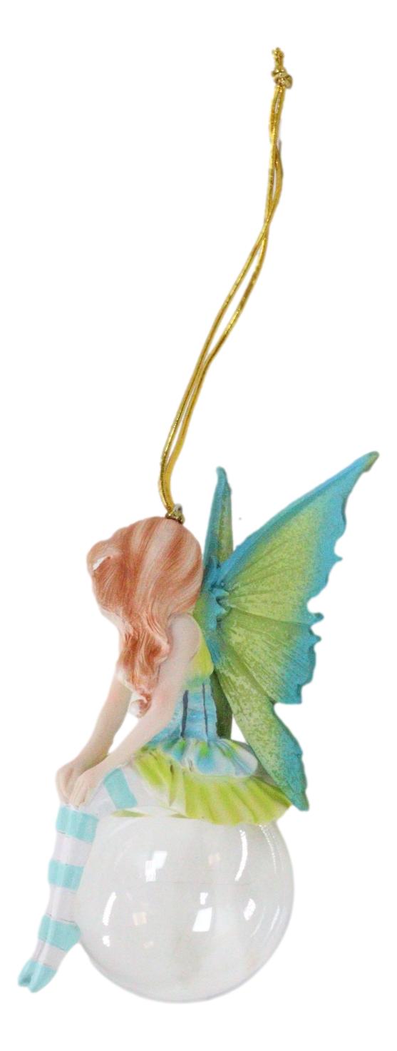Ebros Gift Green Clover Bubble Rider Fairy Hanging Ornament Amy Brown Holiday Collection