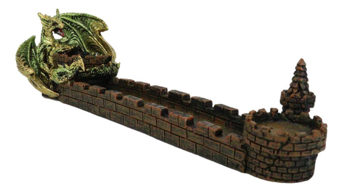 Ebros Gift Green Dragon Perching On Castle Parapet Allure Roof Incense Burner Figurine