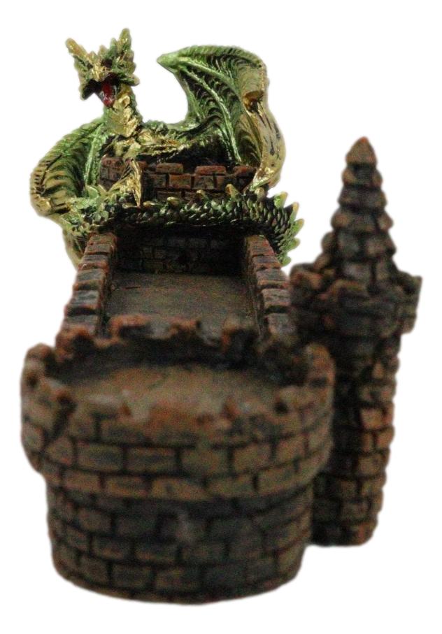 Ebros Gift Green Dragon Perching On Castle Parapet Allure Roof Incense Burner Figurine