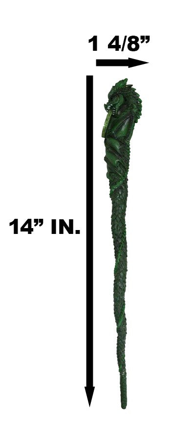 Ebros Gift Green Earth Gaia Soul Drake Elemental Dragon Fantasy Cosplay Magic Wand 14" L
