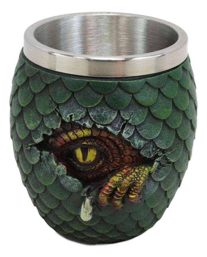 Ebros Gift Green Khaleesi's Dragon Scale Egg With Hatching Wyrmling Small Cup Shot Glass
