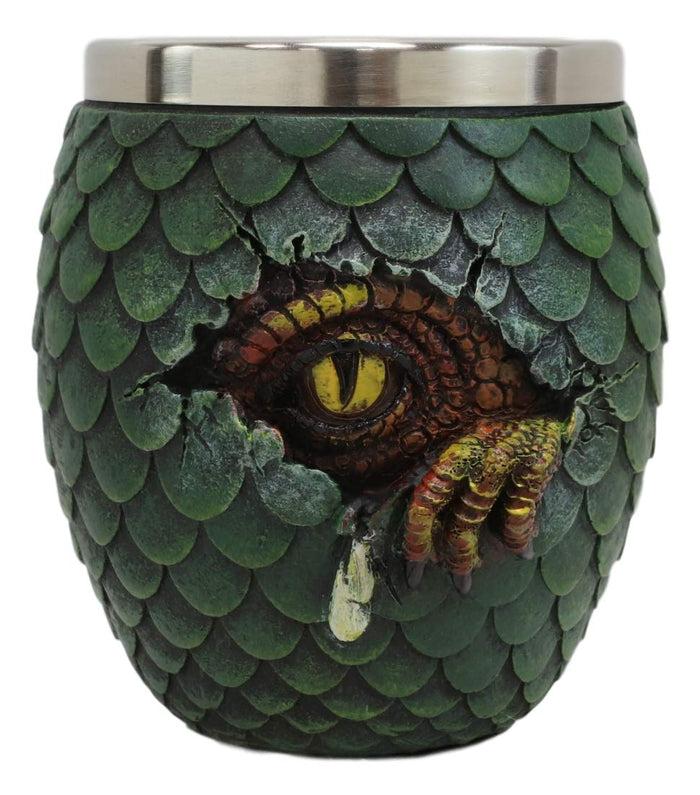 Ebros Gift Green Khaleesi's Dragon Scale Egg With Wyrmling Small Cups Shot Glass Set Of 2