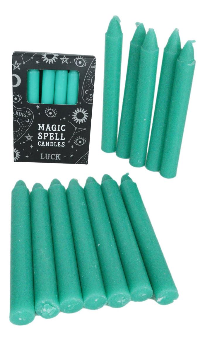 Ebros Gift Green Luck Prosperity Pack Of 12 Wicca Occult Witch Ritual Spell Chime Candles