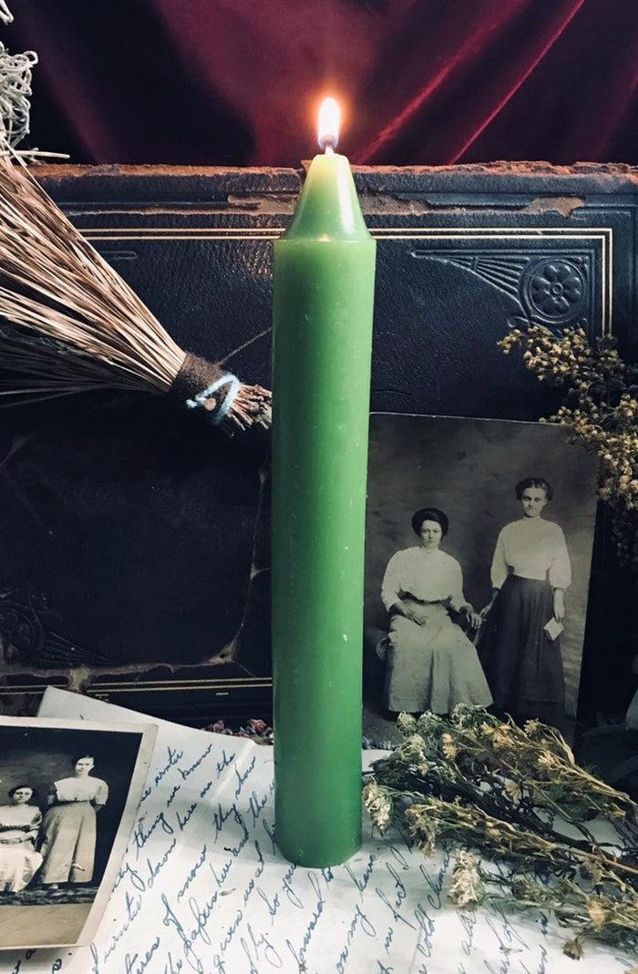 ebros gift Green Luck Prosperity Pack of 12 Wicca Occult Witch Ritual Spell Chime Candles
