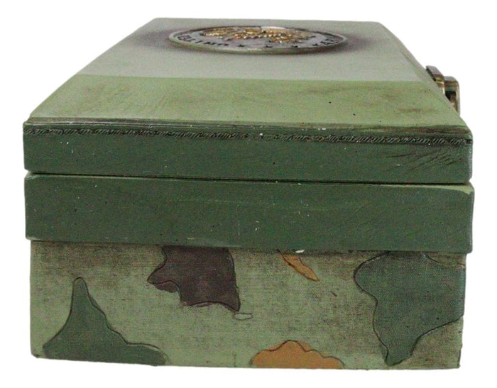 Ebros Gift Green Military US Army Emblem Officer Briefcase Camo Decorative Trinket Box