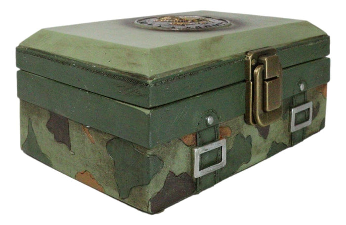 Ebros Gift Green Military US Army Emblem Officer Briefcase Camo Decorative Trinket Box