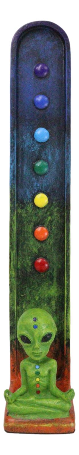 Ebros Gift Green Roswell Alien UFO With 7 Chakra Zone Colors Incense Stick Burner Figurine
