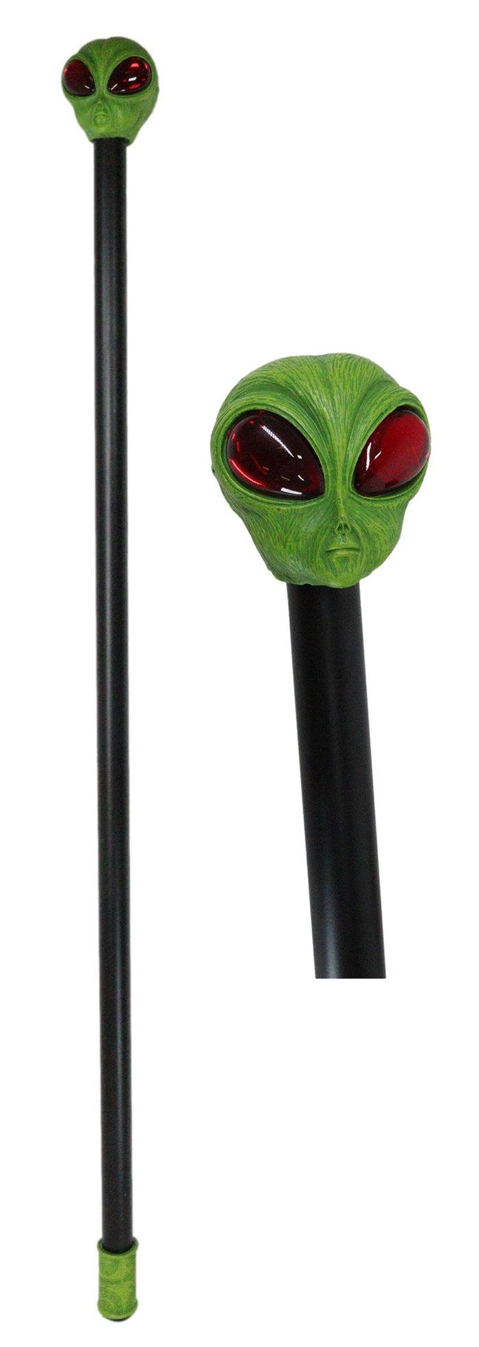ebros gift Green Roswell UFO Alien Extra Terrestrial Decorative Cosplay Prop Swagger Cane