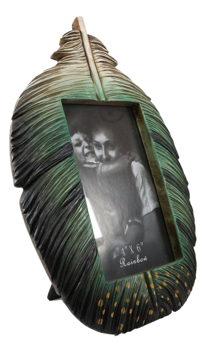 Ebros Gift Green Southwestern Native Indian Butterfly Spotted Feather Picture Frame 4"X6"