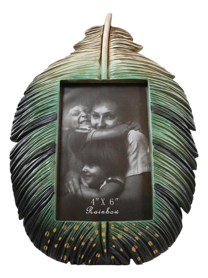 Ebros Gift Green Southwestern Native Indian Butterfly Spotted Feather Picture Frame 4"X6"