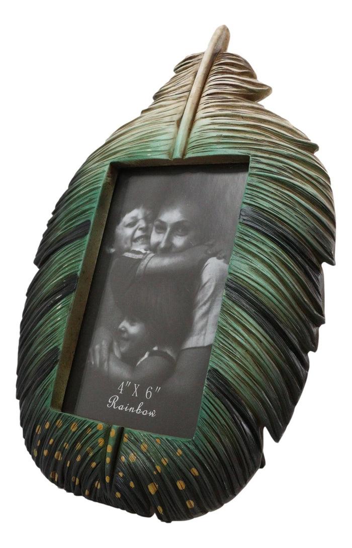 Ebros Gift Green Southwestern Native Indian Butterfly Spotted Feather Picture Frame 4"X6"