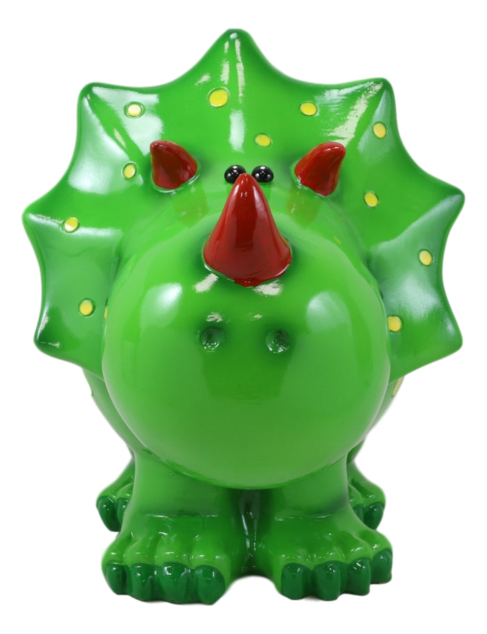 Ebros Gift Green Triceratops Whimsical Dinosaur Kids Boys Girls Piggy Coin Bank Figurine